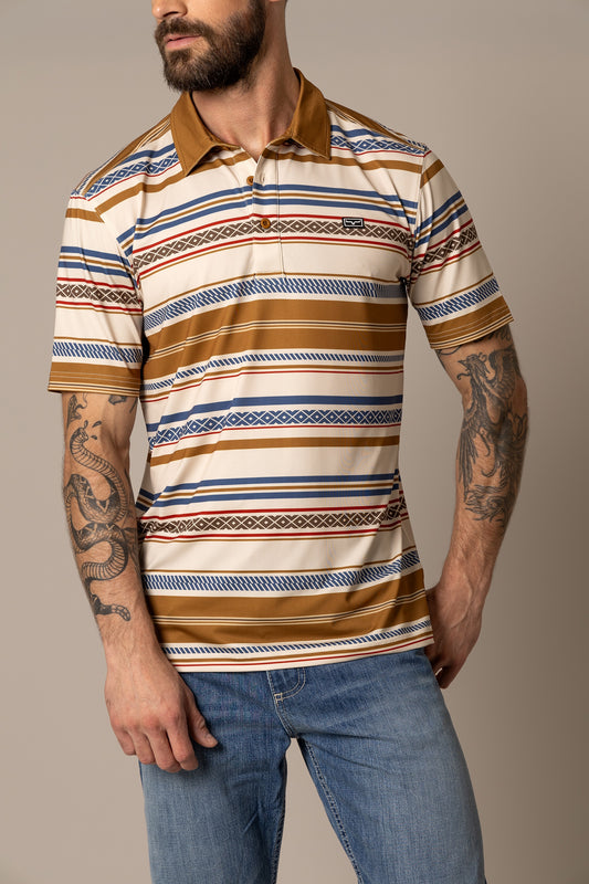 KIMES MENS MACKIN STRIPE NATURAL POLO