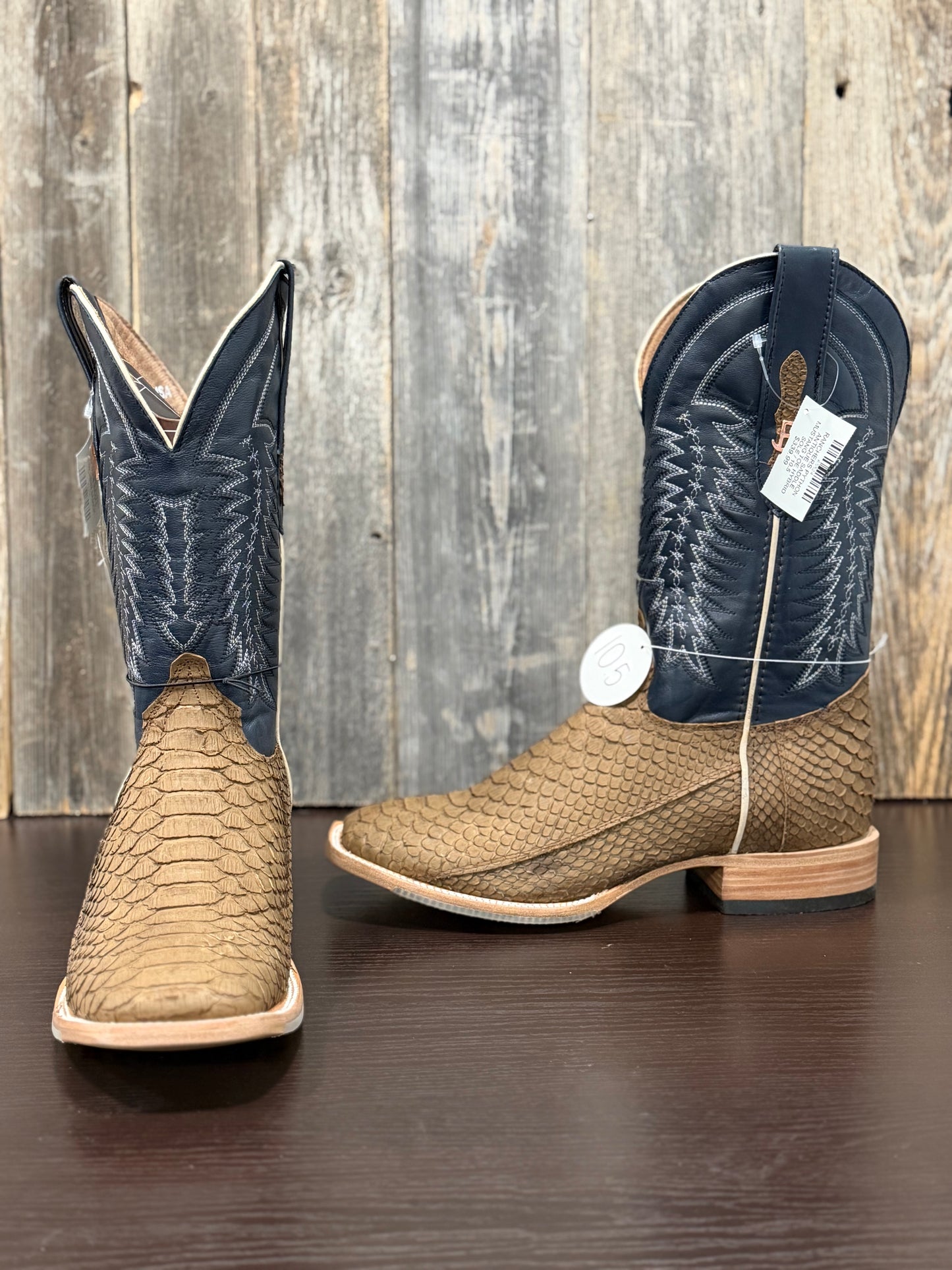 RANCHERS PYTHON ANTIQUE SADDLE MUSTANG TOE HYBRID SOLE