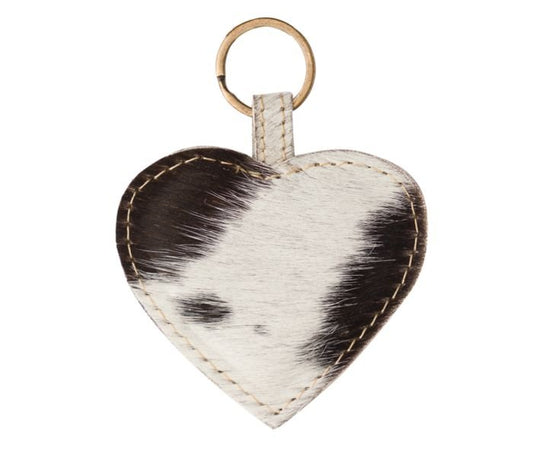 Hair On Cowhide Heart Keychain -2308