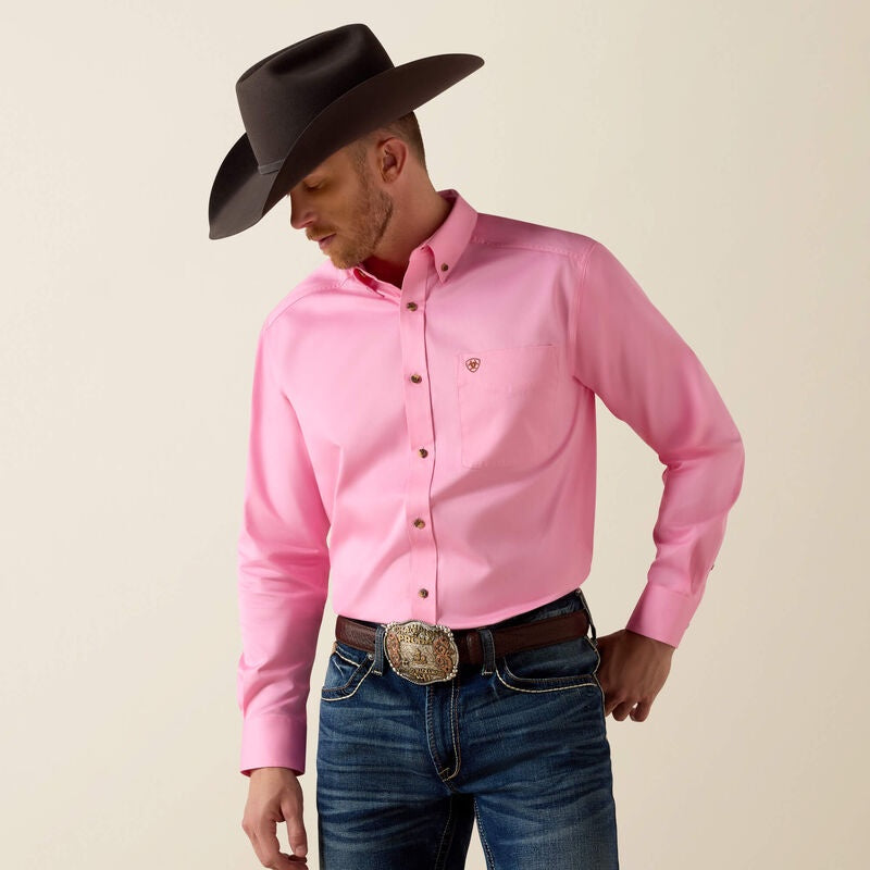 10016692 | ARIAT MEN'S SOLID TWILL CLASSIC FIT LS SHIRT - PRISM PINK