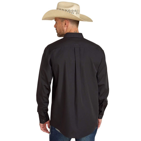 10020330 | ARIAT MEN'S NAVY BLUE WF SOLID CLASSIC FIT LS SHIRT