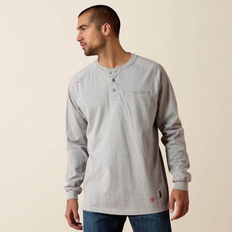 10013519 | ARIAT MENS SILVER FOX FR HENLEY LS SHIRT