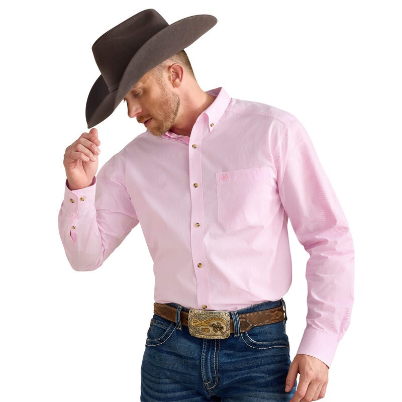 10023596 | ARIAT DAYNE MINI STRIPE LS SHIRT - PRISIM PINK