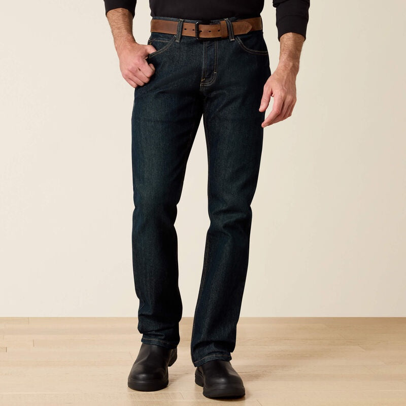 10034627 | ARIAT MENS REBAR M7 SLIM  DURASTRETCH BASIC STACKABLE JEANS-BLACKSTONE