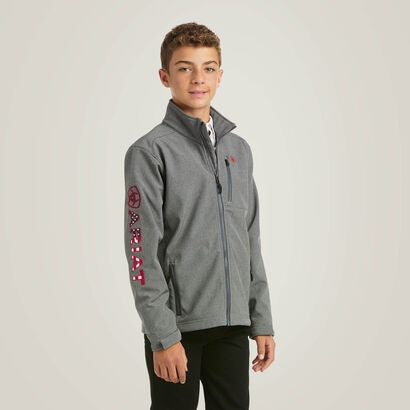**FINAL SALE**10037366 | ARIAT YOUTH CHARCOAL SOFTSHELL JACKET - FLAG