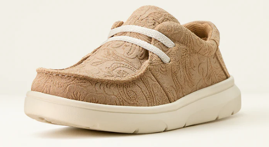 10053816 | YOUTH ARIAT TAN FLORAL EMBOSSED HILO CASUAL SHOE