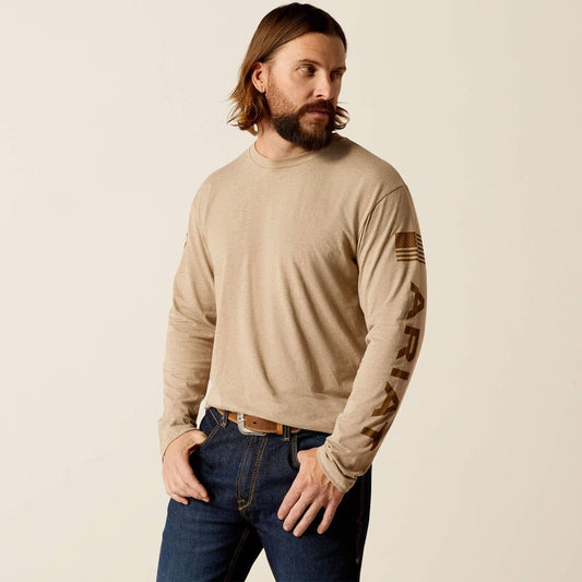 10054191 | ARIAT MEN'S ELEVATED V2 LS T-SHIRT - OATMEAL HEATHER