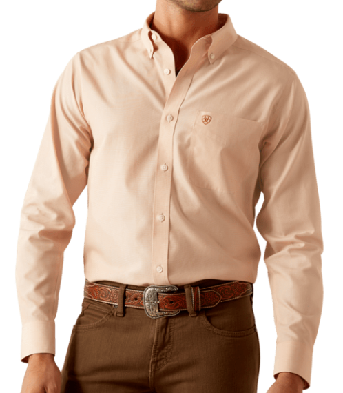10054660 | ARIAT MEN'S WRINKLE FREE SOLID FITTED L/S SHIRT - LIGHT BROWN
