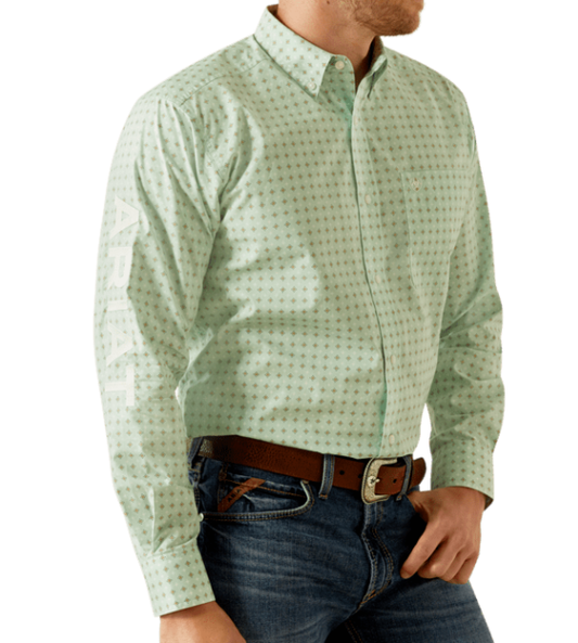10054733 | ARIAT MEN'S LIGHTGREEN/WHITE PIERSON CLASSIC FIT LS SHIRT
