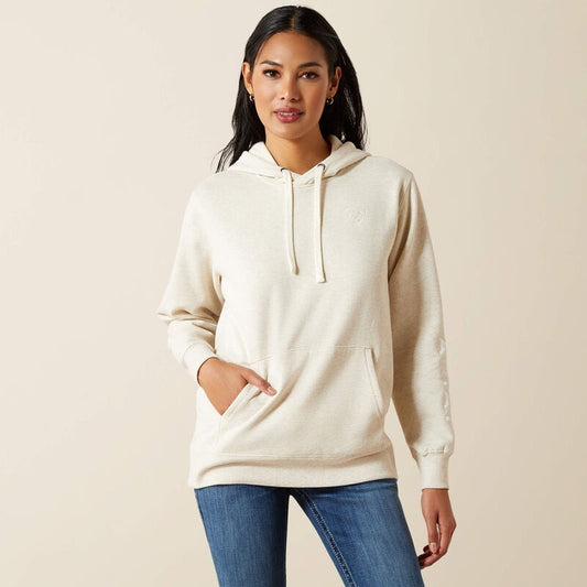 10062270 | ARIAT WOMENS LOGO 2.0 OATMEAL HEAT HOODIE