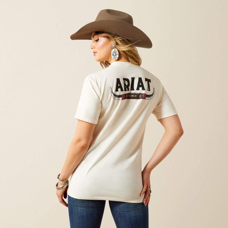 10062431 | ARIAT WOMENS BULL HORNS NATURAL SS TEE