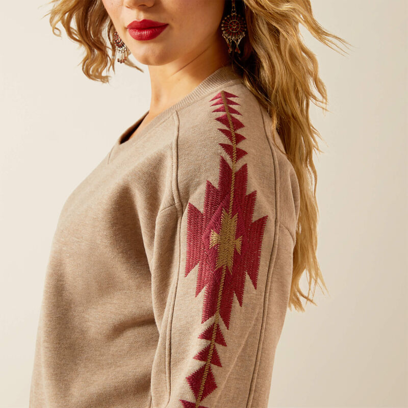 10062798 | ARIAT WOMENS TATONKA BROWN HEATHER SWEATSHIRT