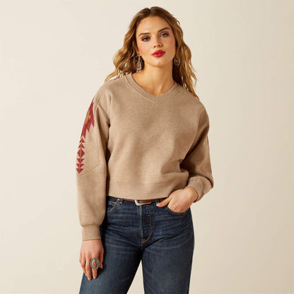 10062798 | ARIAT WOMENS TATONKA BROWN HEATHER SWEATSHIRT