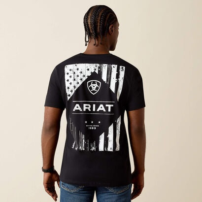 10062896 | ARIAT WOODEN DIAMOND FLAG CLASSIC FIT S/S T-SHIRT - BLACK