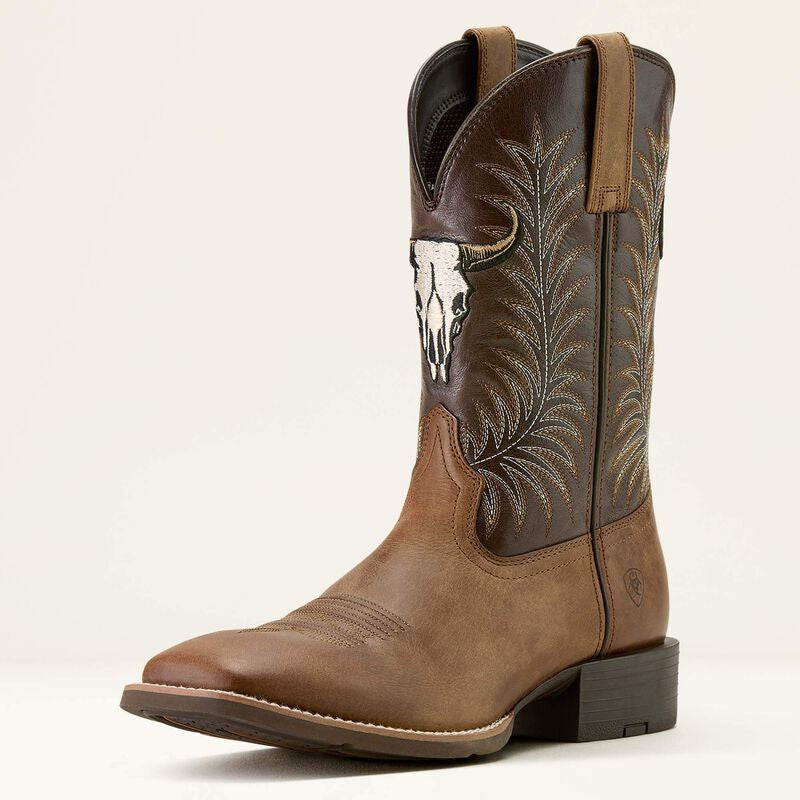 10064053 | ARIAT MENS SPORT STEER SKULL SANDSTORM BITTER CHOCOLATE BOOT