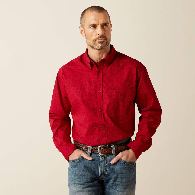 10065853 | ARIAT MENS RED TYSON CLASSIC BUTTON UP SHIRT