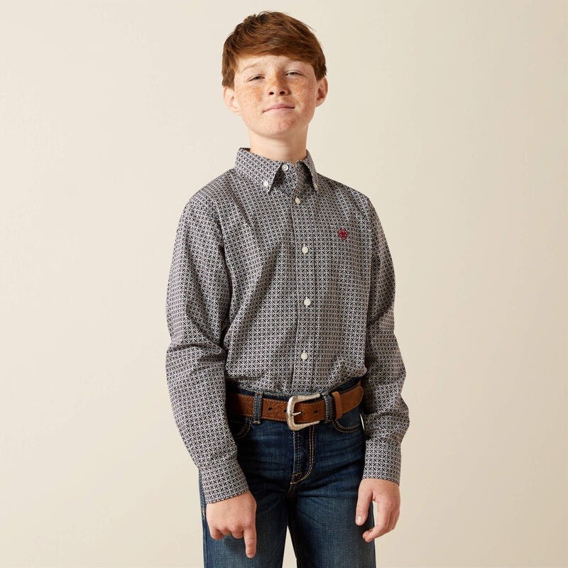 10065984 | ARIAT BOYS TOBIAS BLACK CLASSIC BUTTON UP SHIRT