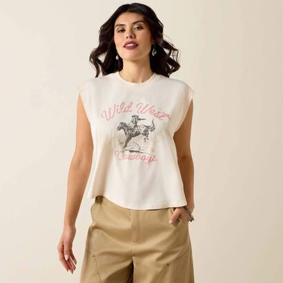 10071110 | ARIAT WOMENS SEA SALT WILD WEST CROPPED SS TEE