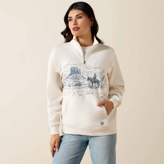 10071161 | ARIAT WOMEN'S TRAVELER 1/2 ZIP SWEATSHIRT - SEA SALT