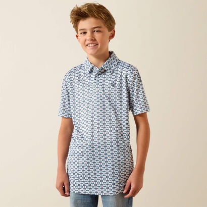 10071206 | ARIAT BOY'S WHITE SOUTHWEST SPACE POLO