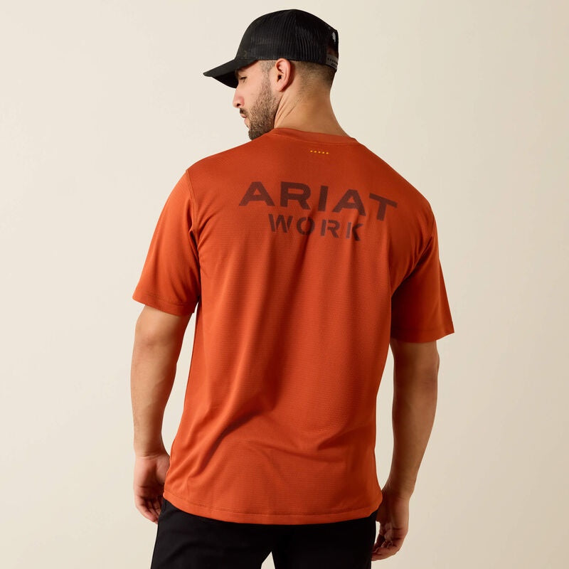 10071312 | ARIAT MENS BURNT BRICK REBAR HEAT FIGHTER SS TEE