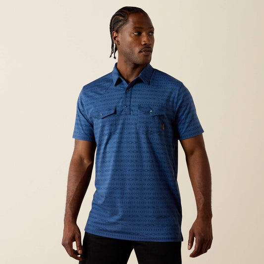 10071407 | ARIAT MEN'S DARK DENIM RETRO WESTERN SNAP POLO