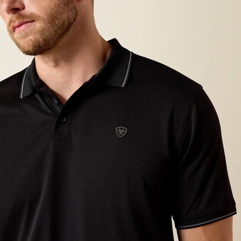 10071649 | ARIAT MEN'S LOGO FITTED POLO - BLACK