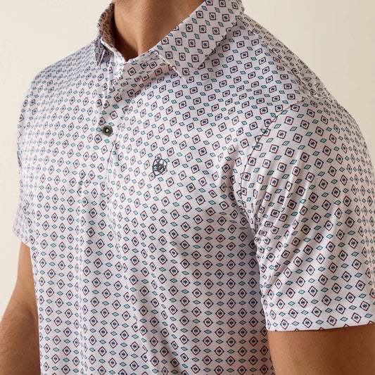 10073433 | ARIAT MEN'S WHITE SOUTHWEST FITTED POLO