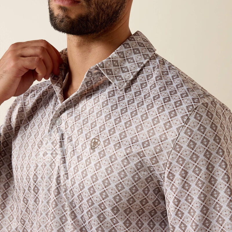 10073469 | ARIAT MEN'S TAUPE GREY SOUTHWEST POLO