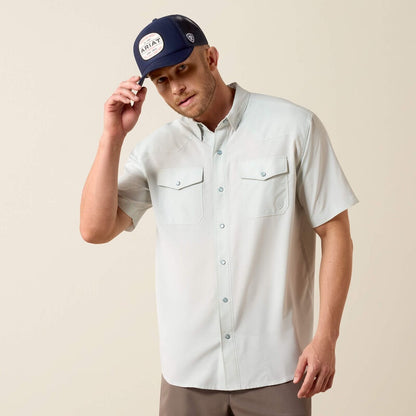 10073498 | ARIAT MENS AQUA HEATHER VENTTEK SS SNAP SHIRT