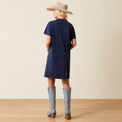 10073543| ARIAT WOMEN'S HOWDY PEARL TEE DRESS - NAVY ECLIPSE