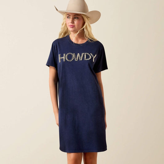 10073543| ARIAT WOMEN'S HOWDY PEARL TEE DRESS - NAVY ECLIPSE