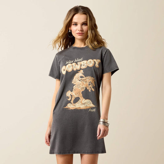 10073551 | ARIAT WOMEN'S WILD WEST TEE DRESS - CHARCOAL MINERAL WASH