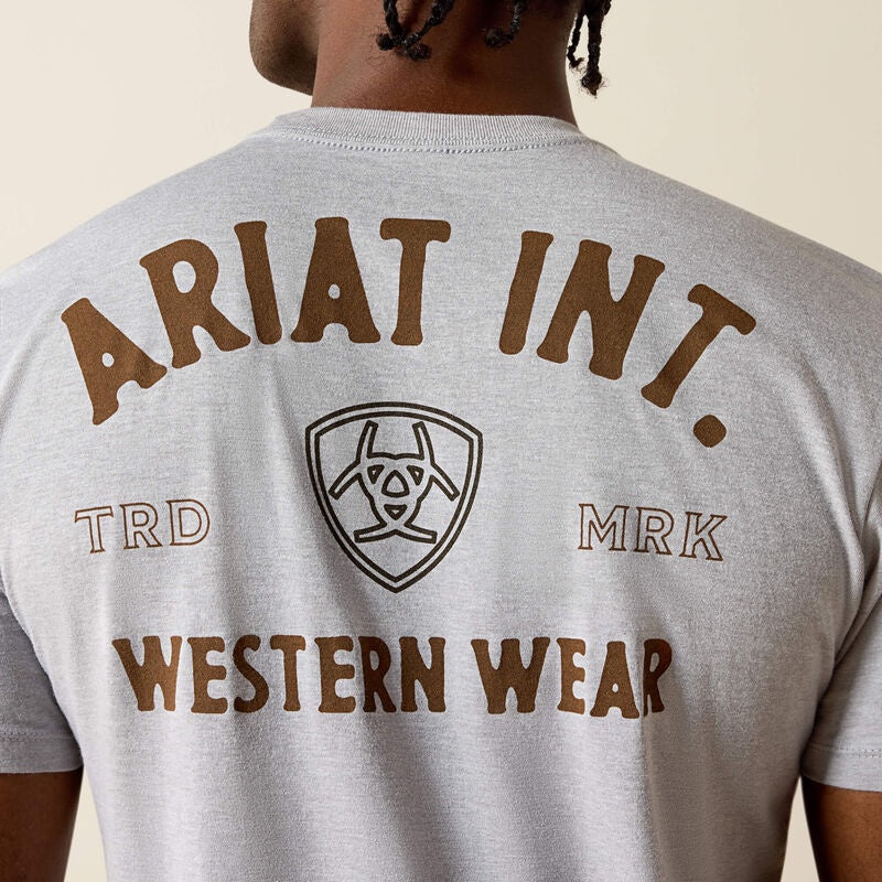 10073960 | ARIAT MENS PEWTER OUTLINE SHOP SS TEE