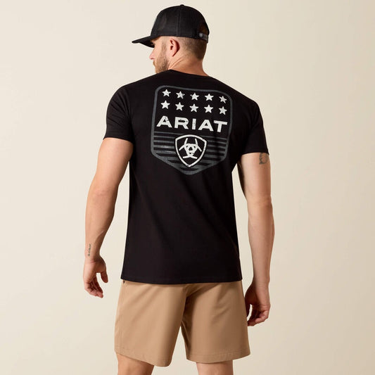 10073966 | ARIAT MEN'S BLACK STRIPE PATRIOTIC BADGE SS T-SHIRT