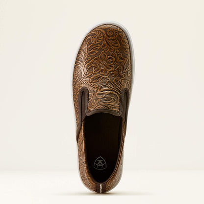 10074362 | ARIAT WOMEN'S SKYLAR SLIP ON CASUAL SHOE - BROWN FLORAL EMBOSSESD