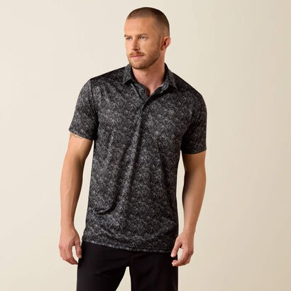 10076123 | ARIAT MEN'S BLACK PAISLEY FITTED POLO
