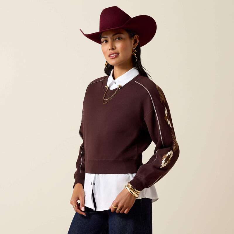 10079673 | ARIAT WOMEN'S DAKOTA SWEATSHIRT - CHOCOLATE PLUM