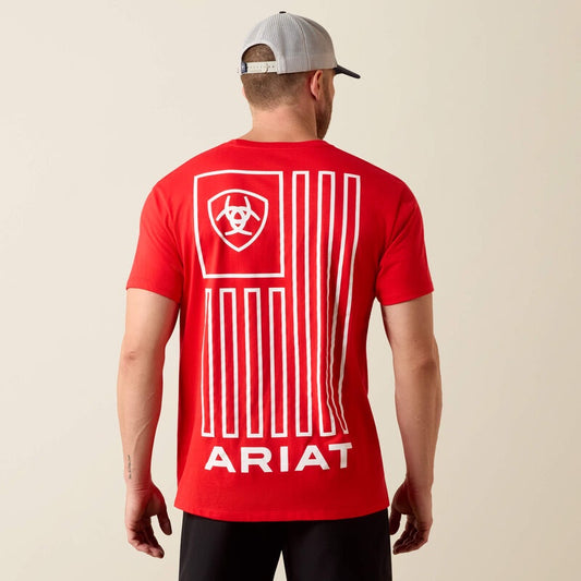 10080250 | ARIAT MENS MARS RED GEO FLAG SS TEE