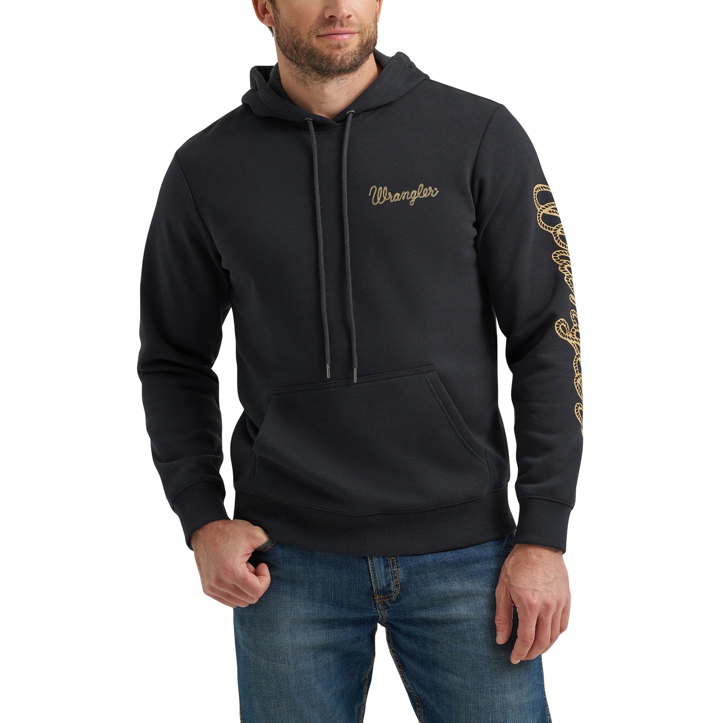 112365736 | WRANGLER MEN'S JET BLACK ROPE LOGO HOODIE