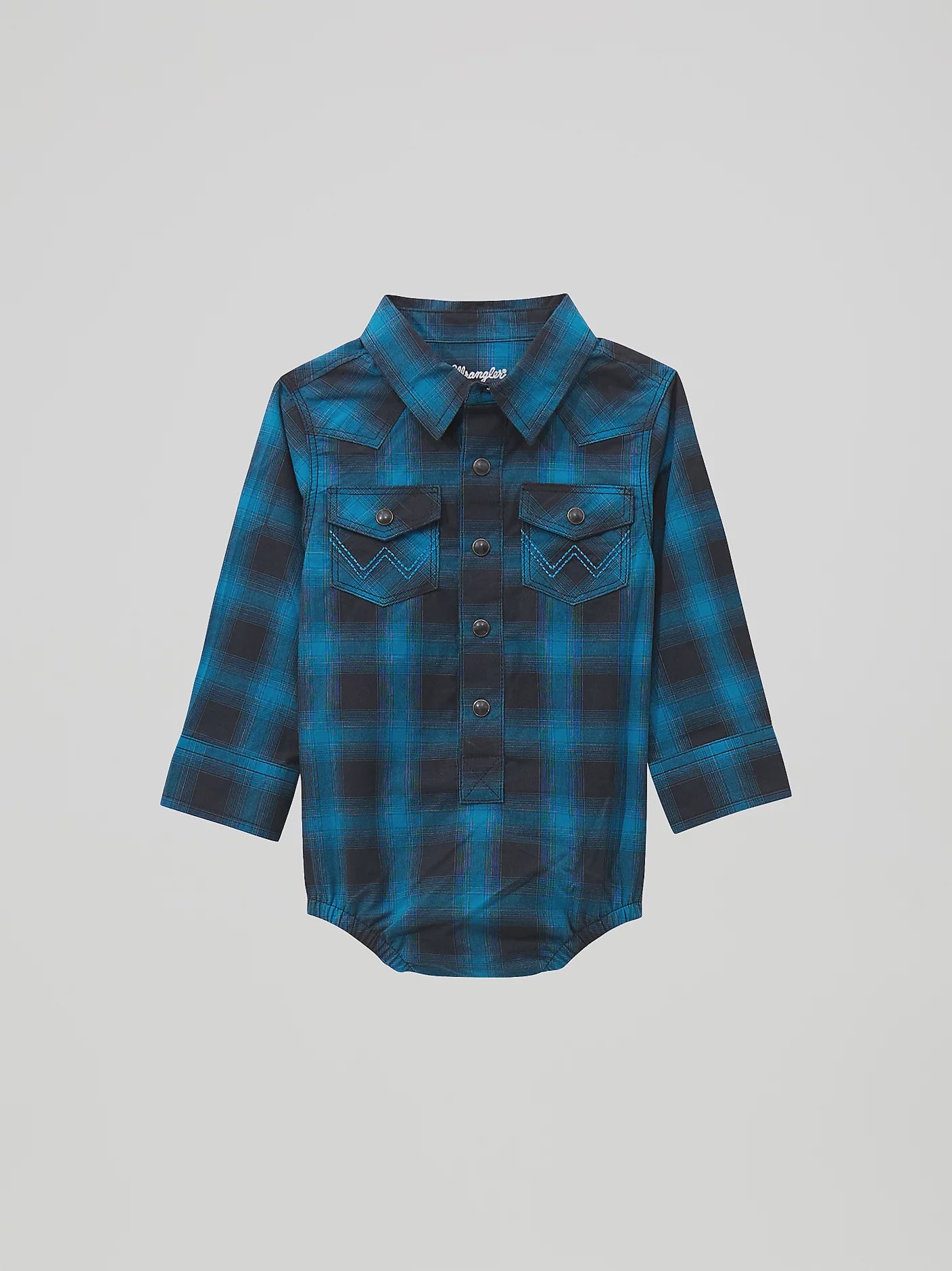 112369513 | WRANGLER INFANT BOY'S BLACK/BLUE PLAID BODYSUITE
