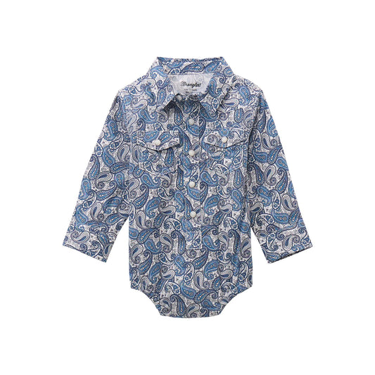 112369536 | WRANGLER BABY BOY BLUE PAISLEY ONESIE