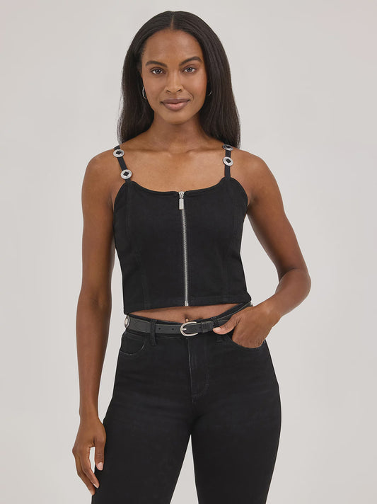 112371786 | WRANGLER WOMENS BLACK SLVLS CONCHO TOP
