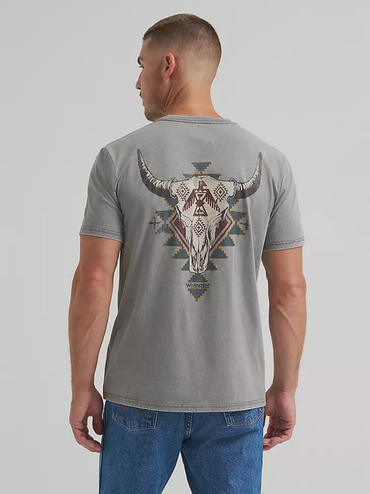 112372848 | WRANGLER MEN'S STEER SKULL SS T-SHIRT - GREY HEATHER