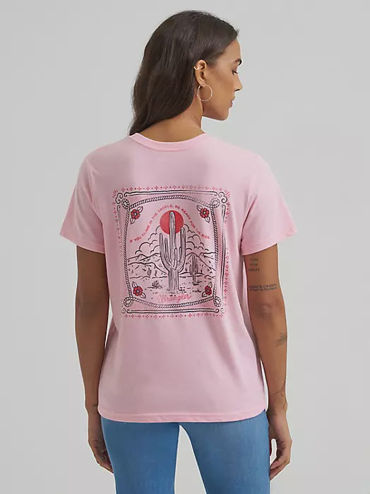 112372972 | WRANGLER WOMEN'S CLIMB IN THE SADDLE POCKET S/S TEE - ROMANCE ROSE