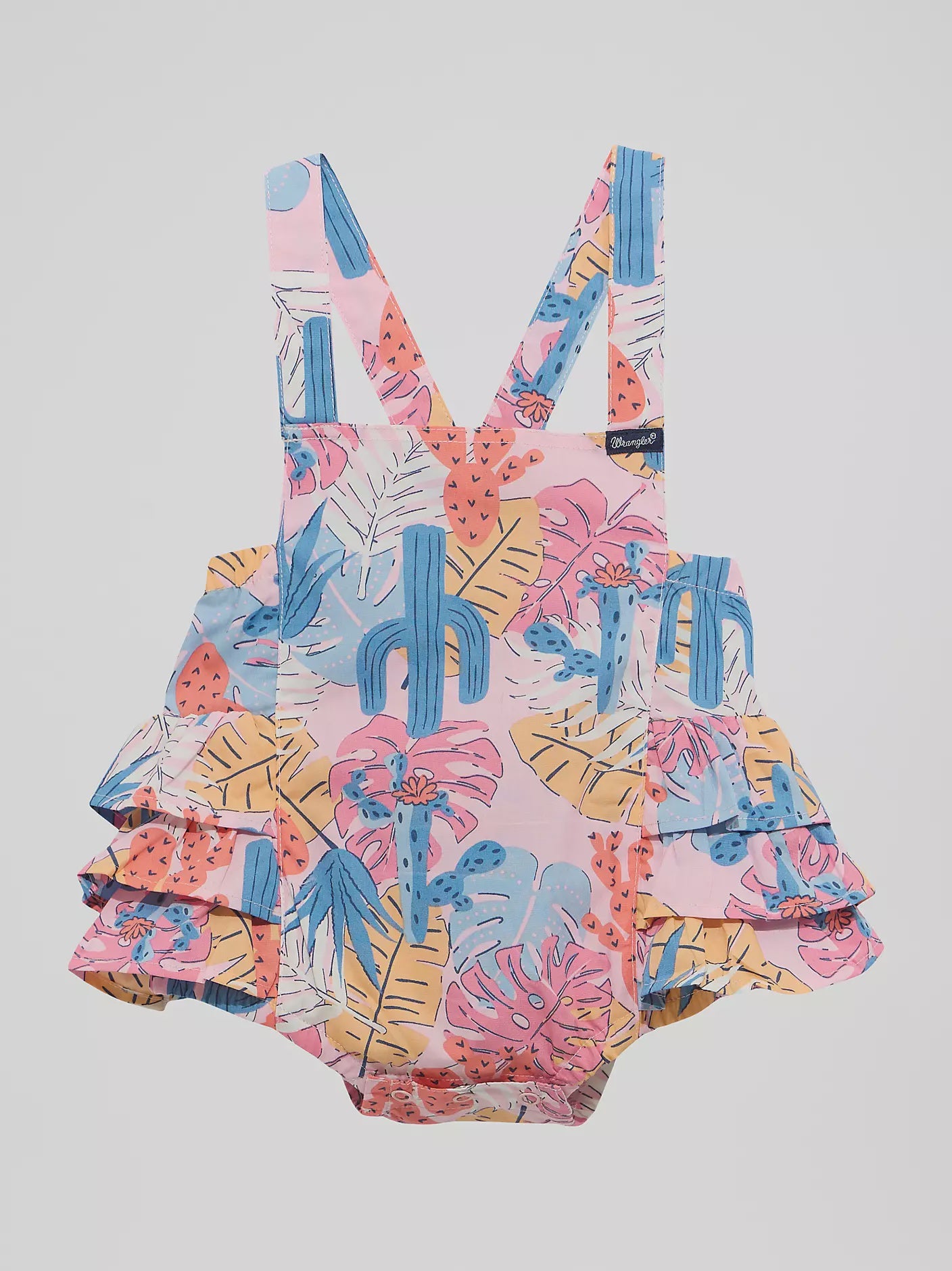 112374797 | WRANGLER BABY GIRL'S WESTERN PRINTED RUFFLE BODYSUIT - PINK CACTI