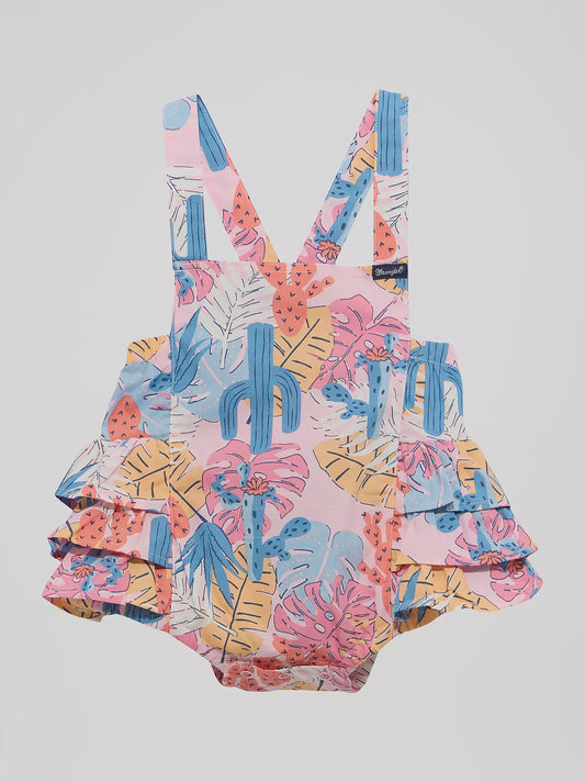 112374797 | WRANGLER BABY GIRL'S WESTERN PRINTED RUFFLE BODYSUIT - PINK CACTI