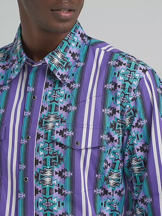 112374916 | WRANGLER MEN'S CHECOTAH WESTERN L/S SNAP SHIRT - VIOLET SERAPE