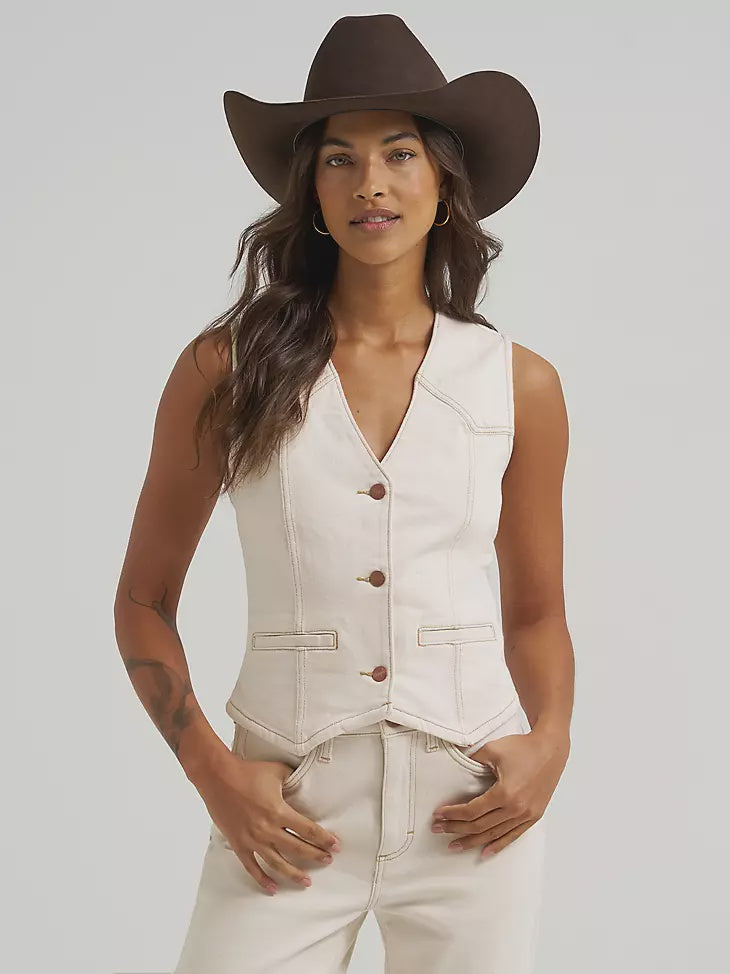 112375255 | WRANGLER WOMEN'S WHITE DENIM VEST