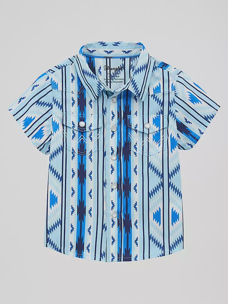 112378883 | WRANGLER LITTLE BOY'S CHECOTAH S/S SNAP SHIRT - ICY
